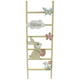 Dekoleidenschaft Dekoleiter Ostern aus Holz & MDF, 45 cm hoch, Osterdeko, Holzleiter mit Osterhase, Deko Leiter