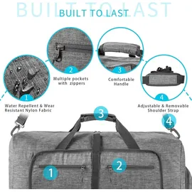 luxuskollektion 85L Reisetasche mit Schuhfach, Große Falttasche für Camping