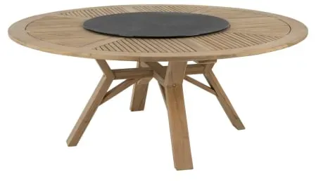 Brafab Circus Tisch rund 180cm aus massivem Teakholz natur mit Drehplatte