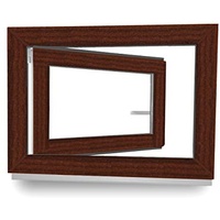 Kellerfenster - Fenster - Dreh- & Kippfunktion - innen mahagoni/außen mahagoni- BxH: 80 x 80 cm - 800 x 800 mm - DIN Rechts - 2 fach Verglasung - 60 mm Profil