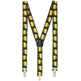 Boland - Hosenträger, 1 Stück, Elasthan, Gummi, Metallschließe, Lederpatch, Suspenders, Motiv, Verkleidung, Kostüm, Mottoparty, Karneval