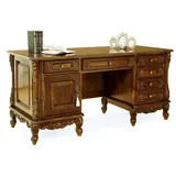 Casa Padrino Luxus Barock Schreibtisch Dunkelbraun - Prunkvoller Massivholz Bürotisch - Luxus Büro Möbel im Barockstil - Barock Möbel - Barock Büro Einrichtung - Edel & Prunkvoll