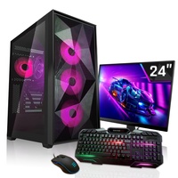 SYSTEMTREFF Gaming Komplett PC Set AMD Ryzen 5 7600 6x5.1GHz | Nvidia RTX 3050 8GB DX12 | 512GB M.2 NVMe | 16GB DDR5 RAM | WLAN Desktop Paket Computer für Gamer, Gaming