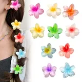 CHIHOLEN 10 Stück Blumen Haarklammer, Rutschfeste Hawaii Haarspange, 4cm Haarklammer Klein, Hibiskus Klammer für Frauen Dick Dünn Lockiges Haar
