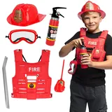 Boland 33209 - Kostümset Feuerwehr für Kinder, 6-teilig, Faschingskostüm für Mottoparty, Halloween und Karneval, Feuerwehrmann