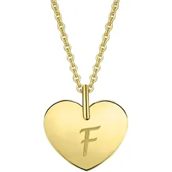 Ketten-Anhänger ONE ELEMENT "Herz mit Gravur F Buchstaben Anhänger aus 333 Gelbgold", gold, Schmuckanhänger, Damen, F, Gelbgold 333, Damen Gold Schmuck Herz mit Gravur F