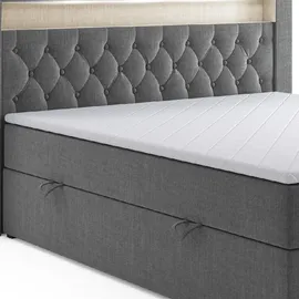 m-punkt Boxspringbett Paris 180 x 200 cm H3 Grau