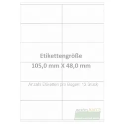 Wasser auflösbare Etiketten 105,0 x 48,0 mm(Anzahl Bögen /VPE: 600)