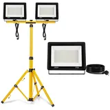 FIVMEN LED Flutlichtstrahler LED Baustrahler Außenstrahler Strahler Fluter mit Stativ gelb