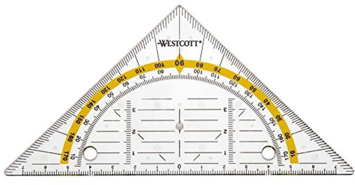 WESTCOTT Geometriedreieck zum Abheften, Hypotenuse: 140 mm