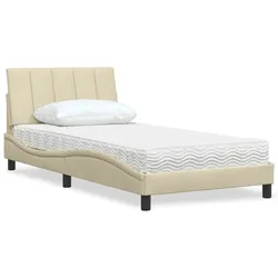 Bett mit Matratze 100x200 cm in Creme – Komfort und Eleganz für dein Schlafzimmer