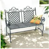 DanDiBo Ambiente DanDiBo Gartenbank Wetterfest 2 Sitzer Metall Grau 120 cm 96592 Sitzbank Eisen Bank Garten Antik Parkbank