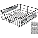 KESSER® Teleskopschublade 3er Set 50cm Schrankbreite verchromt aus Edelstahl Schubladeneinsatz für Küchenschrank Korbauszug Schrankauszug, Schwarz