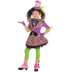 Wunderland Hutmacherin Mädchenkostüm rosa - Kinder-6-8-Jahre