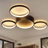 GBLY ZMH LED Deckenleuchte Schlafzimmer Deckenlampe - Schwarz Warmweiß Schlafzimmerlampe mit 3 Ringe Design 22W Modern Wohnzimmerlampe Deko für Wohnzimmer Kinderzimmer Esszimmer Küche