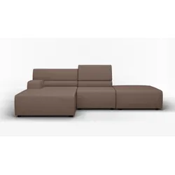 Ecksofa EGOITALIANO "Babouche, Designsofa mit außergewöhnlichem Sitzkomfort zum Wohlfühlen", braun (mud), B:287cm H:80cm T:98cm, Luxus-Micofaser Lederoptik (100% Polyester) ist ein neues technisches Gewebe mit einem visuellen und taktilen Aspekt, der dem Nubuk sehr nahe kommt, mit innovativen Eigenschaften. Seine außerordentliche Weichheit kommt von einem exklusiven Produktionsprozess, der Unreinheiten und Unregelmäßigkeiten beseitigt. Das Ergebnis ist eine bemerkenswert samtige Faser, die durch das Vorhandensein von Körnern verstärkt wird. Von der einfarbigen Eleganz der warmen Farben und der Vielfalt an trendigen Farben, die es zu seiner eigenen Stärke und Persönlichkeit machen., Sofas
