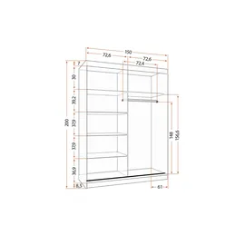 fabryka mebli idczak Schwebetürenschrank Vista 150 x 200 x 0 cm Schwarz