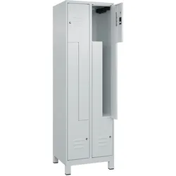 C+P Z-Spind Classic PLUS, Füßen, 4 Abteile, HxBxT 195x60x50cm, Zylinderschloss, Hellgrau/Hellgrau von PROREGAL