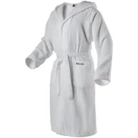 Mount Swiss Bademantel Damen Herren ARBON mit Kapuze aus edler Baumwolle I Morgenmantel flauschig I Frottee Farbe: weiß, Grösse: M - M