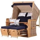 dekoVries GmbH Strandkorb deVries PURE® Friesland Sylt XL - PE white kubu - Dessin 197 - inkl. Schutzhülle