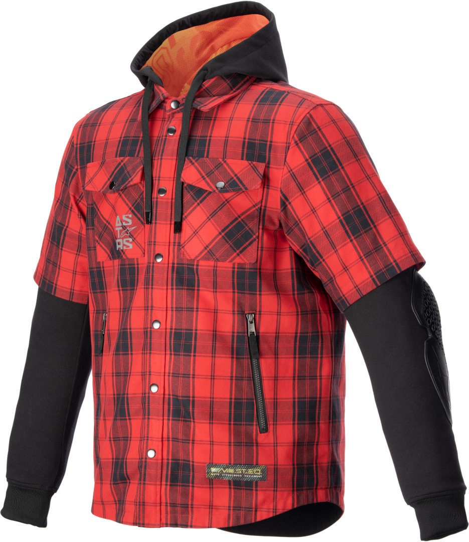 Alpinestars MO.ST.EQ Tartan Motorfiets shirt, zwart-rood, M