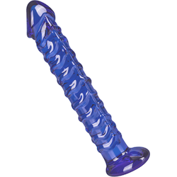 Glasdildo mit zarter Aderung, 17,5 cm, blau