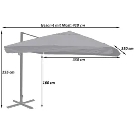 Mendler Gastronomie-Luxus-Ampelschirm 350 x 350 cm Grau
