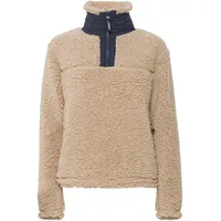 Oxmo Troyer OXElina 21800005-ME Teddypullover mit Stehkragen in beige