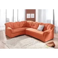 DOMO collection Ecksofa »Papenburg B/T/H: 242/190/84 cm L-Form«, wahlweise mit Bettfunktion, Langer Schenkel links oder rechts orange