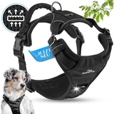 Freudentier Hundegeschirr mit Griff, atmungsaktiv gepolstert - Bombenfester Sitz & maximale Sicherheit - Anti Zug Hundegeschirr kleine, mittelgroße & Grosse Hunde - Hunde Geschirr (Black,S)
