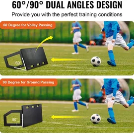 Vevor Fußball Rebound Board, Tragbares Prellwand Brett 100 x 40 cm, Rebounder Wand-Rebound-Ausrüstung, Kinder & Jugendliche, Doppel-Winkel-Board ... - Schwarz
