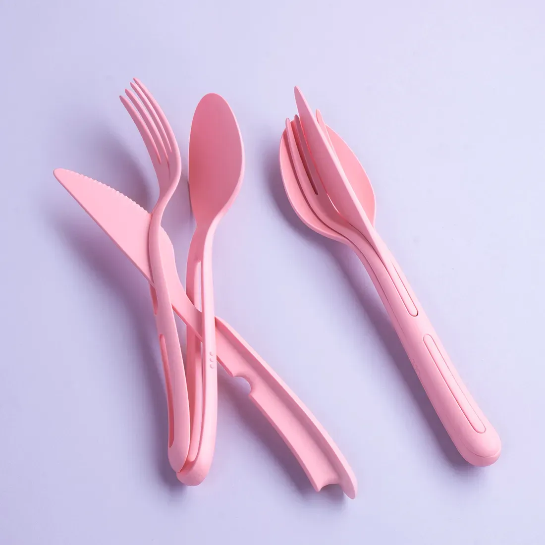 Koziol Klikk To Go zusammensteckbar Besteck Set 3 teilig sweet pink