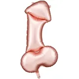Folienballon Penis in Roségold, 46x88 cm, lustiger Partyballon für Junggesellenabschiede, Geburtstagsfeiern & besondere Anlässe, mit Strohhalm zum Aufblasen