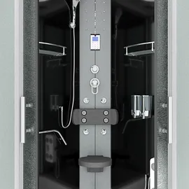 AcquaVapore D58-03M0 Komplettdusche mit Schiebetür 80 x 80 cm Schwarz Sicherheitsglas D58-03M0-EC