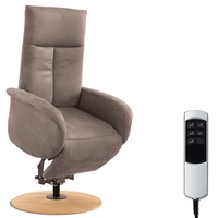 CAVADORE TV-Sessel Juba mit Akku / Fernsehsessel mit Aufstehhilfe + elektrisch verstellbarer Relaxfunktion / 2 E-Motoren / 75 x 112 x 82 / Lederoptik, Hellbraun