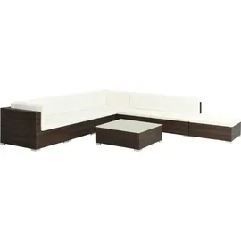 vidaXL Garten-Lounge-Set 8-tlg. mit Auflagen braun