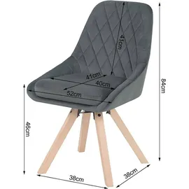 Woltu Esszimmerstuhl Samtbezug dunkelgrau 2er Set