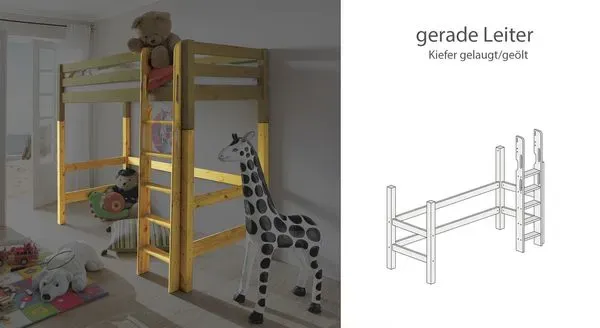 Umbau zum Hochbett Kids Paradise Kiefer