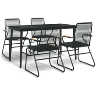 VidaXL 5-tlg. Garten-Essgruppe Schwarz PVC Rattan