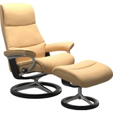 Stressless Relaxsessel STRESSLESS View Sessel Gr. Material Bezug, Cross Base Schwarz, Ausführung / Funktion, Maße, gelb (yellow) Lesesessel und Relaxsessel