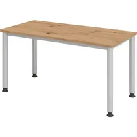 Bümö Schreibtisch Wildeiche, Silber, Nachbildung,Eiche, Rechteckig, 140x74x67.2 cm, FSC