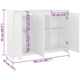 vidaXL Sideboard Weiß 102x33x75 cm Holzwerkstoff