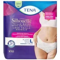 TENA Silhouette Plus Culottes fuite urinaire Taille Basse L Couleur Blanc Culotte D'Incontinence 10 pc(s)