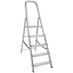 BRB Stufenleiter aus Alu, 5 Stufen, erreichbare Arbeitshöhe 2995 mm, Tragkraft 150kg