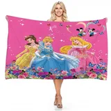 DOTERO Prinzessinnen Strandtuch XXL-Rosa Mädchen Badetuch 80x160cm-Cartoon Prinzessin Design-microfaser frottee handtucher strandlaken (3,100x200cm)