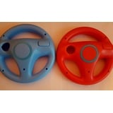 2x Nintendo Wii Lenkrad Hellblau und Rot Mario Kart Controller Zubehör Wheel