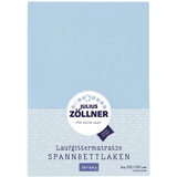 Julius Zöllner 8390347350 Jersey Spanntuch, passend für Laufgittermatratzen 68x90 bis 100x100 cm, Hellblau