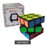 2er Pack bonbae Zauberwürfel 3x3 für Kinder und Erwachsene Puzzle-Spiel fördert Konzentration Logik und Geschick Lern-Spiel Schwarz/Bunt - One-Size