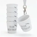 Sopro 6x Schnapsbecher zum Umhängen 4 cl wiederverwendbar - Schnapsgläser JGA 40 ml weiß - Schnapsglas zum Umhängen, JGA Schnapsgläser