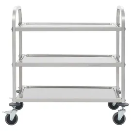 deluke Servierwagen KENNI für Küche 3-Etagen 96,5x55x90cm Edelstahl Küchenwagen mit Rollen Etagenwagen für Hotel Restaurant